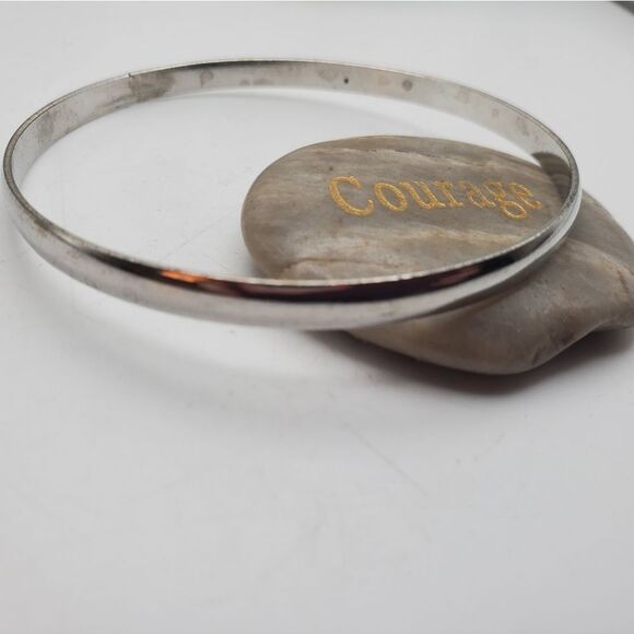 Silver plated saucer bangle bracelet